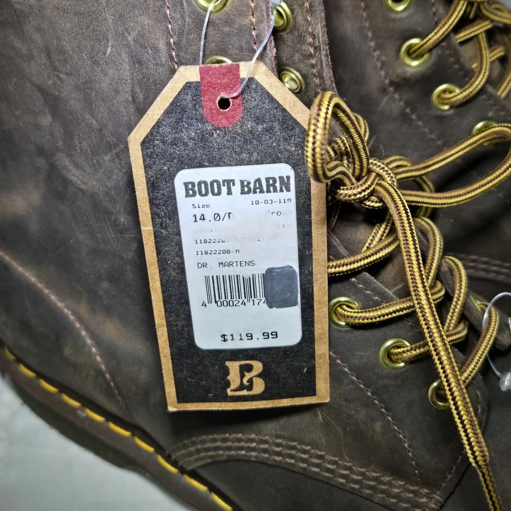 Dr Martens #11822 Brown Leather 1460 8 Eye Tall‎ Combat Boots Mens 14 Womens 15